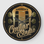 カスタムGuitarist NAME Rock Music Guitar Studio ラージ壁時計 (正面)