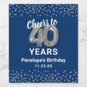 カスタムHappy 40th Birthday Wine Label ワインラベル (シングルラベル)