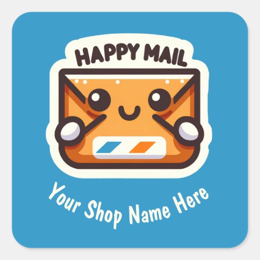 カスタムHappy Mail Stickers for Small Business スクエアシール (正面)
