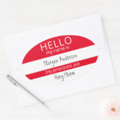 カスタムHELLO私の名前代名詞はバッジ 楕円形シール (封筒)