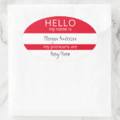 カスタムHELLO私の名前代名詞はバッジ 楕円形シール (バッグ)