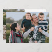 カスタムHello 2 Photo Message Script Happy New Year シーズンカード (正面/裏面)