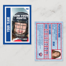 カスタムHockey Trading Card – 青 – 統計の追加