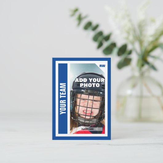 カスタムHockey Trading Card – 青 – 統計の追加 コーリングカード (スタンド正面)