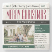 カスタムHoliday Times新聞クリスマスフォト ストーンコースター (正面)