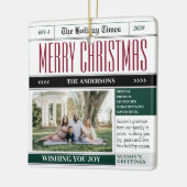 カスタムHoliday Times新聞クリスマスフォト セラミックオーナメント (左)