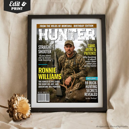 カスタムHUNTER雑誌表紙 オーダーメイドの狩猟デザイン ポスター