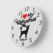 カスタムIラブマイチワワドッグ ラウンド壁時計 (傾斜)