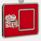 カスタムI信じ In Santa シルバープレートフレームオーナメント (右)
