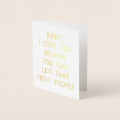 カスタムI愛あおもしろいなたのベビーバレンタイン引用文 箔カード (正面)