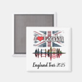 カスタムI London Skyline Union Jack Souvenir マグネット (正面/裏面)