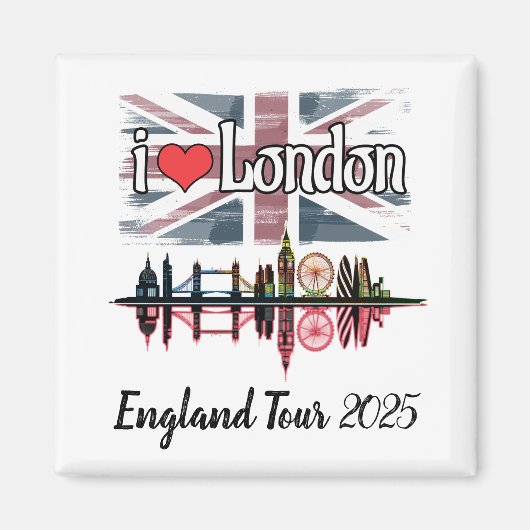 カスタムI London Skyline Union Jack Souvenir マグネット (正面)