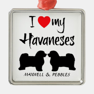 カスタムI Love My Havaneses メタルオーナメント
