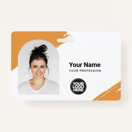 カスタムIDカーモダンドシンプルQRアークフォトブラシ バッジ (正面)