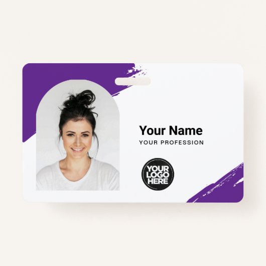 カスタムIDカーモダンドシンプルQRアークフォトブラシ バッジ (正面)