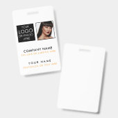 カスタムIDバッジ印刷 従業員ID写真 白 バッジ (正面&裏面)