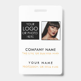 カスタムIDバッジ印刷 従業員ID写真 白 バッジ