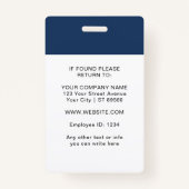 カスタムIDバッジ – 従業員の写真、ロゴ、バーコード バッジ (裏面)