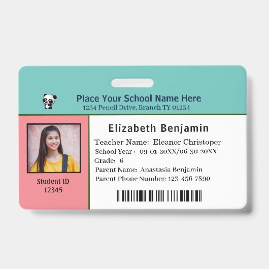 カスタムID識別カード 子供 男の子 女の子 バッジ (Front)