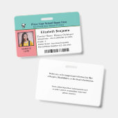 カスタムID識別カード 子供 男の子 女の子 バッジ (Front & Back)