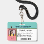 カスタムID識別カード 子供 男の子 女の子 バッジ (正面（ネックストラップ付）)