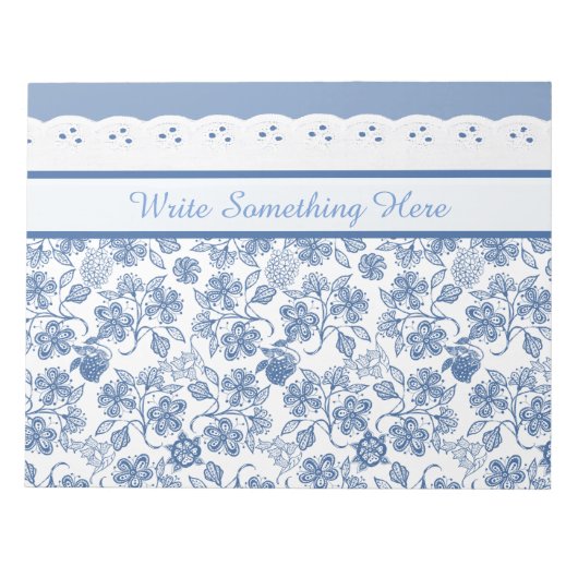 カスタムIndigoフローラレーフェイクスメモ帳またはジョッター ノートパッド (正面)