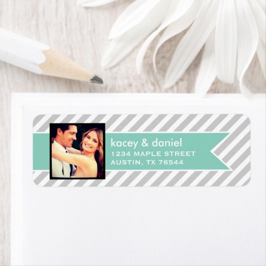 カスタムInstagramの写真と名門私立校風のストライプ ラベル (インサイチュ)