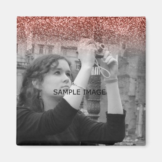 カスタムInstagramの写真 |独自のグリッター マグネット (正面)