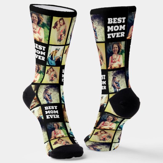 カスタムinstagramコラージュ写真パーソナライズされた文字 ソックス (傾斜あり)