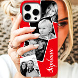 カスタムInstagramフォトコラージュの名パーソナライズされた前 iPhone 11 ケース<br><div class="desc">カスタムInstagramフォトコラージュ赤iPhoneパーソナライズされた 11ケース。このトレンディーモダンデザインは、4平方インスタグラムのスタイル写真のための場所を備えている。名前または文字を追加して、こののDIYカスタムデザインをさらにパーソナライズし、独自の背景色を選択する。</div>