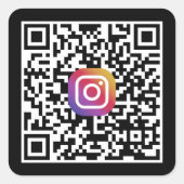 カスタムInstagram QRコード ブラック スクエアシール (正面)