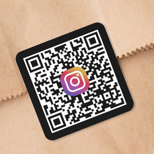 カスタムInstagram QRコード ブラック スクエアシール