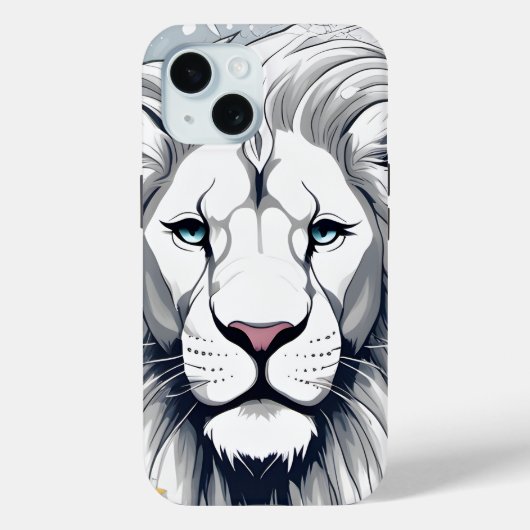 カスタムiPhoneケース、ホワイトライオン顔デザインiPhone Case-Mate iPhoneケース (裏面)