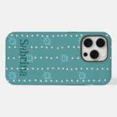 カスタムiPhone保護ケース 緑の花柄とドット iPhoneケース (裏面横)