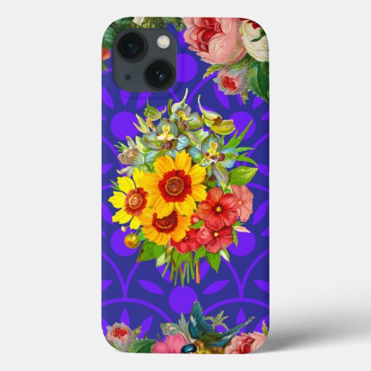 カスタムiPhone 13モノグラムのケース、フローラケースのマット Case-Mate iPhoneケース (裏面)