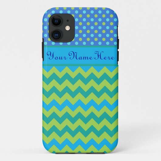カスタムiPhone 5/5sケース:水玉模様とシェブロン Case-Mate iPhoneケース (裏面)