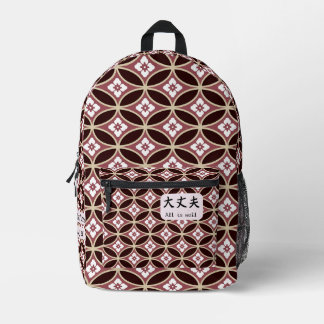 カスタムJapaneseクール Writhalヴィンテージ幾何学模様 プリントバックパック