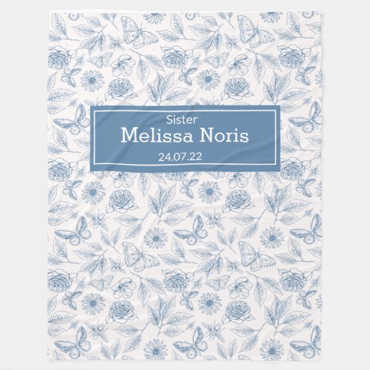 カスタムJWバプテスマ姉妹への贈り物 – ヴィンテージブルー フリースブランケット (正面)