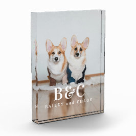 カスタムKeepsake Pet Dog Photo with Names フォトブロック