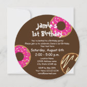 カスタムkid's cute sweet round donut誕生日パーティー 招待状 (裏面)