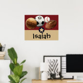 カスタムKids Name Allstar Sports Wall Art Poster ポスター (ホームオフィス)