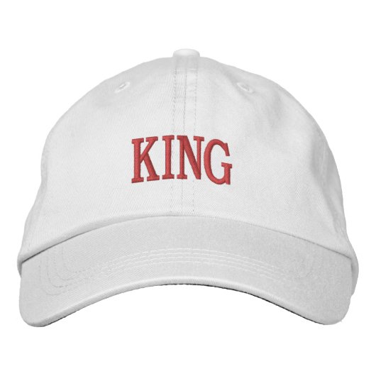 カスタムKINGテキストプリント白の高品質ハット 刺繍入りキャップ (正面)