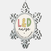 カスタムL及びDナース |労務ナース スノーフレークピューターオーナメント (右)