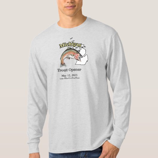カスタムLake/Date Michigan Trout Opener Light Tシャツ (正面)