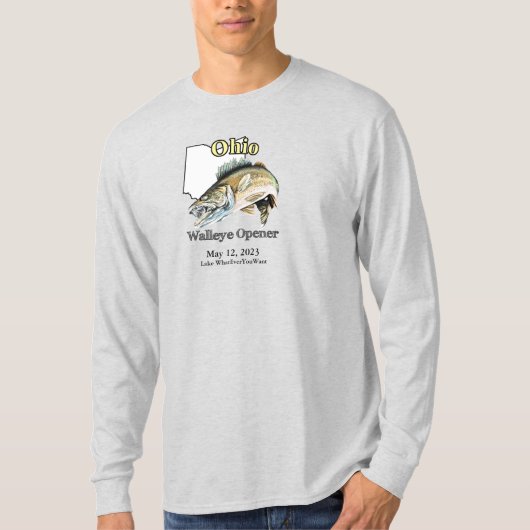 カスタムLake/Date Ohio Walleye Opener T-Shirt Tシャツ (正面)