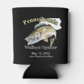 カスタムLake/Date Pennsylvania Walleye Opener Dark 缶クーラー (裏面)