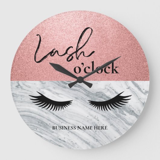 カスタムLash O'Clockビジネス名 ラージ壁時計 (正面)