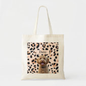 カスタムLeopard Print Dog写真 トートバッグ (正面)