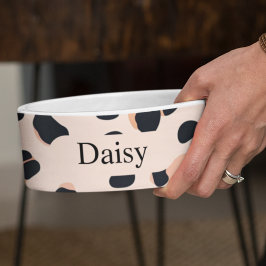 カスタムLeopard Print Dog Photo with Name ボウル