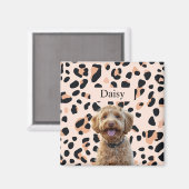 カスタムLeopard Print Dog Photo with Name マグネット (正面/裏面)